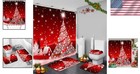 Delightful Red Christmas Tree Shower Curtain Set - 4pcs Modern Bathroom Decor