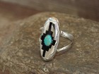 Native American Sterling Silver   Turquoise Shadow Box Ring - Perry - Size 6