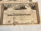 6 - 1858 Baltimore   Ohio Railroad Company Stock Certificates  100 A Share