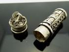 Tibetan Amulet Om Mantra Scroll Silver Tone Ashes Prayer Vial Pendant Necklace