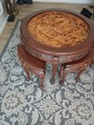 Vintage Mid-20th Century Chinese Hand-carved Tea Table Set 5 Piece  Very Rare