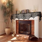 Halloween Cobweb Fireplace Scarf  Black Lace Spiderweb Mantle Scarf For Hallowee