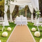 Ak Trading Co  40  Wide Natural Burlap Wedding Aisle Runner With Ivory Lace -   