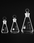 Borosilicate Erlenmeyer Flask Set 50 100 250ml 3pcs With Glass Stoppers