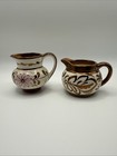 Old Castle Lusterware Copper Floral Creamer Set Made In England Miniatures