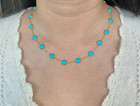 18k Yellow Gold Over Station Necklace With 7 8mm Sleeping Beauty Turquoise 18 