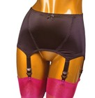 Us Vintage Silky Satin Pull-on Garter Girdle With 6 Straps Suspender Metal Clips