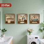 3pcs Vintage Bathtub Still Life Wooden Sign Rustic Framed Bathroom Wall Decor