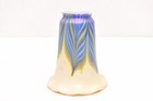 Vintage Blue Pulled Feather Studio Art Glass Lamp Light Shade 5 5  Tulip