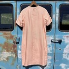 1960s Peach Silk Mod Cocktail Dress Raised Trapunto Crescent Pearl Bead