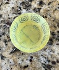 English Opalescent Vaseline Uranium Glass Open Salt Cellar Silverplate