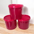 3 Tupperware Round Canister Containers  4623 Sparkle Ruby Red   Lids seals New