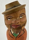 Vintage Wooden Hand Carved Mechanical Man Bottle Cork Stopper Mouth Moves