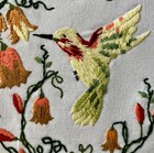 Crewel Embroidery Hummingbird   Floral Handcrafted Gift 
