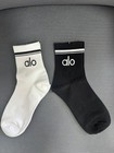 Nwt Alo Yoga Unisex Cew Socks 2 Pairs White And Black -