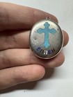 Antique Russian Imperial 84 Silver Locket Ev Enamel Cross Spasi Angel Icon 10 4g