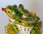 Frog With Baby On Back Trinket Box Bejewelled Enamel  2 3 4 h By Sorelle