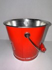 Vintage Red Coca-cola Ice Bucket With Plastic Liner Wood Handle Classic Logo