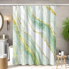 Green Marble Shower Curtain Modern Abstract 72 w X 72 l  pack Of 1  Green Gold