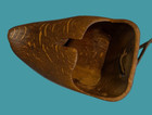 Vintage Antique Wooden Shoe Mold  Leather String For Hanging Unusual