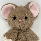 Aurora Minkies Mouse Plush Soft Bean Bag Stuffed Animal Beige Big Ears Pink Nose