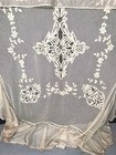 Antique Bedspread Lace Net Tape tambour White 94 X 100 W sham Ruffle 1900