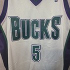 Rare Vintage Reebok Authentic Nba Milwaukee Bucks Tim Thomas 5 Jersey 48 Xl Sewn