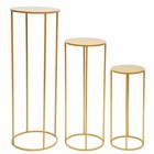 3 Pcs Gold Metal Flower Stand - Elegant Column Decor For Weddings   Events