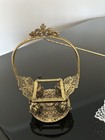 Vintage Brass With Ruffled Glass Dish