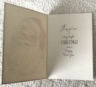 Unused Christmas Santa Face Long Hat Beard Vintage Greeting Card 1950s 1960s