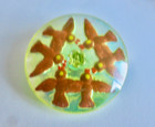 Xl Collectable Unique  Czech Vintage Glass Vaseline Uranium Rhinestone Button