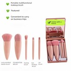 5-piece Professional Makeup Brush Set With Mirror   Travel Case Pink