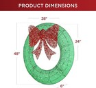 New Outdoor Christmas Wreath Pre-lit W led Lights  48 Inch With Bow  Metal