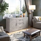 Modern Farmhouse Sideboard  With Three Drawers   Four Shelves  2 Colors