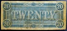 Civil War 1864 Confederate States Of America  20 Dollar Note 