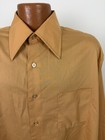 Vintage 70s Permanent Press Shirt Men Xl Tan Button Up Dagger Collar 17 5 34 35