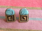 Tommy Jackson Navajo Sterling Silver Turquoise Heavy Stamp Earrings 1-1 4 
