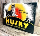 Husky Gasoline Gas Oil Large 20  Embossed Metal Steel Sign Garage Vintage New