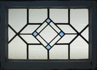Geometrical Midsize Old English Leaded Stained Glass Window 23 5  X 17 