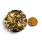 Vintage Lady Before Flower Art Nouveau Brass Pin Antique Brooch French Casting