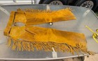 Suede Leather Chaps W  Zippers Fringe    Buckstitching - Gorgeous  Sm-med Adult