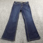 New Carhartt Jeans Womens 12 Dark Blue Denim Pants Rugged Flex Boot Work Stretch