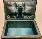 Vintage Wicker Sewing Basket Box Fabric Lined Sewing Storage 8 X 5   