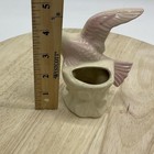 Vintage Beige Ceramic Bird Planter Pink Wings Small Figurine Unmarked Decor