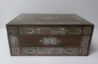  19th C  Wood   Mother-of-pearl Inlaid Sewing Box  Fitted Interior