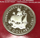 1973 Bahamas Independence Day  10 Proof Silver Coin - Ogp   Coa -  925
