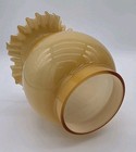 Vintage Fenton Honey Amber Cased Glass Banquet Lamp Shade Ruffled 3 7 8ths Base