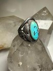 Turquoise Ring Navajo Signed Ag Leaves Size 8 75 Sterling Silver Women Men