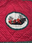 Vintage Red Green Christmas Full Tie Apron Pocket Embroidered Sleigh