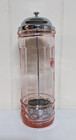 Vtg Coca Cola 30 s Pink Depression Glass   Chrome Soda Fountain Straw Dispenser 
